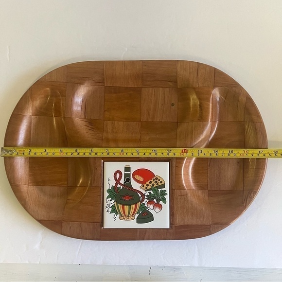 Vintage Wood Weave Platter and Charcuterie Board - Picture 4 of 5